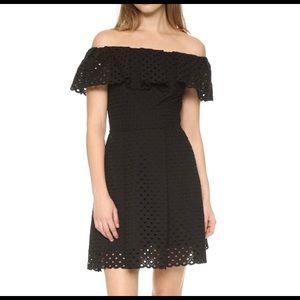 Cynthia Rowley Off Shoulder Pleated Dress in Black
